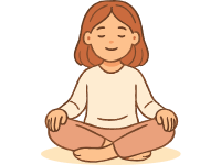 A girl sitting cross legged with her eyes closed and her hands on her knees