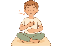 A boy practicing polyvagal breathing